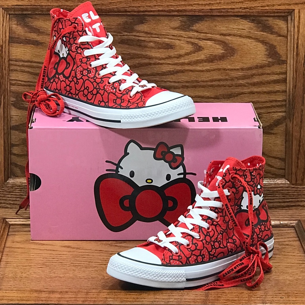 Converse CTAS Hi X Hello Kitty Red Shoes